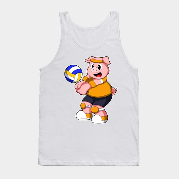 Pig at Sports with Volleyball Tank Top by Markus Schnabel